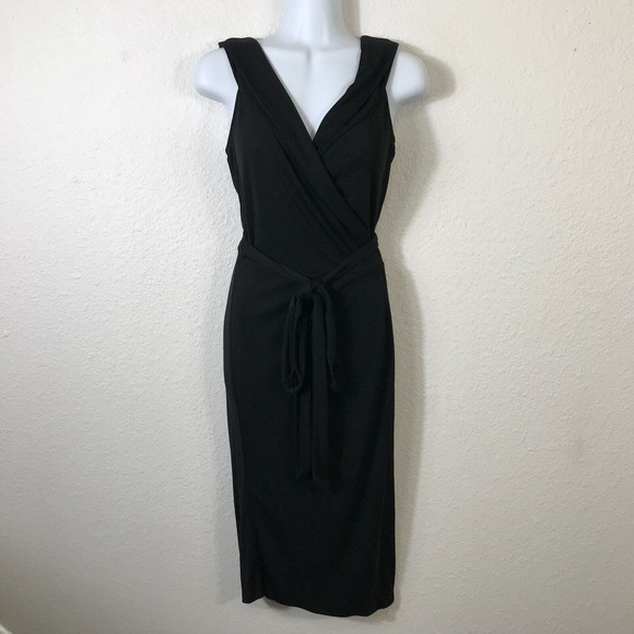 Diane Von Furstenberg Wrap Dress Womens Black Sleeveless Rayon Blend, size 4 - Picture 1 of 16